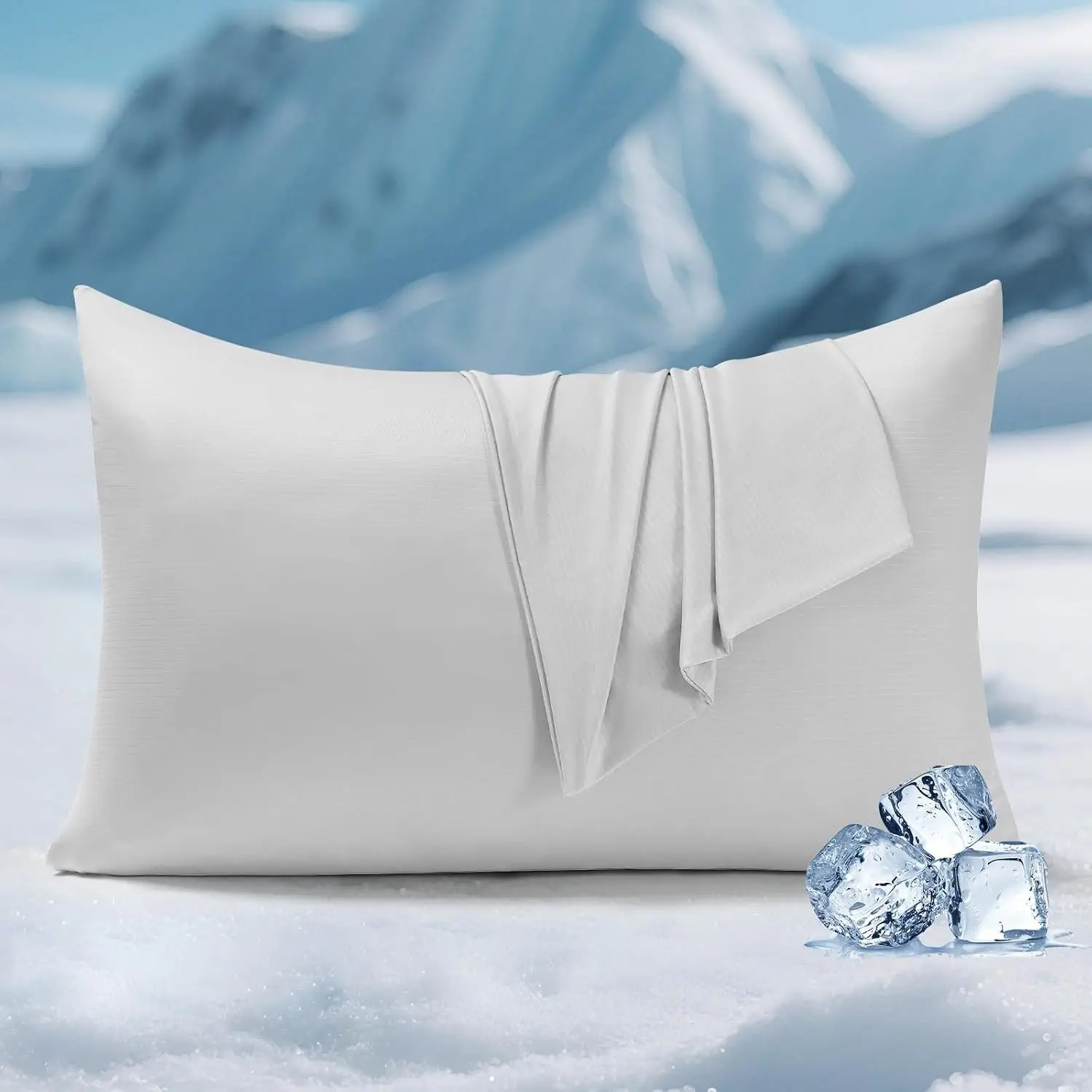 Cooling Pillow Cases for Hot Sleepers, Clean Fabric Silver Infused Cooling Pillowcase Q-Max>0.5, Soft Silky Pillowcases for Hair & Skin, Summer Zipper Pillowcase Cover Set of 2-Queen Gray