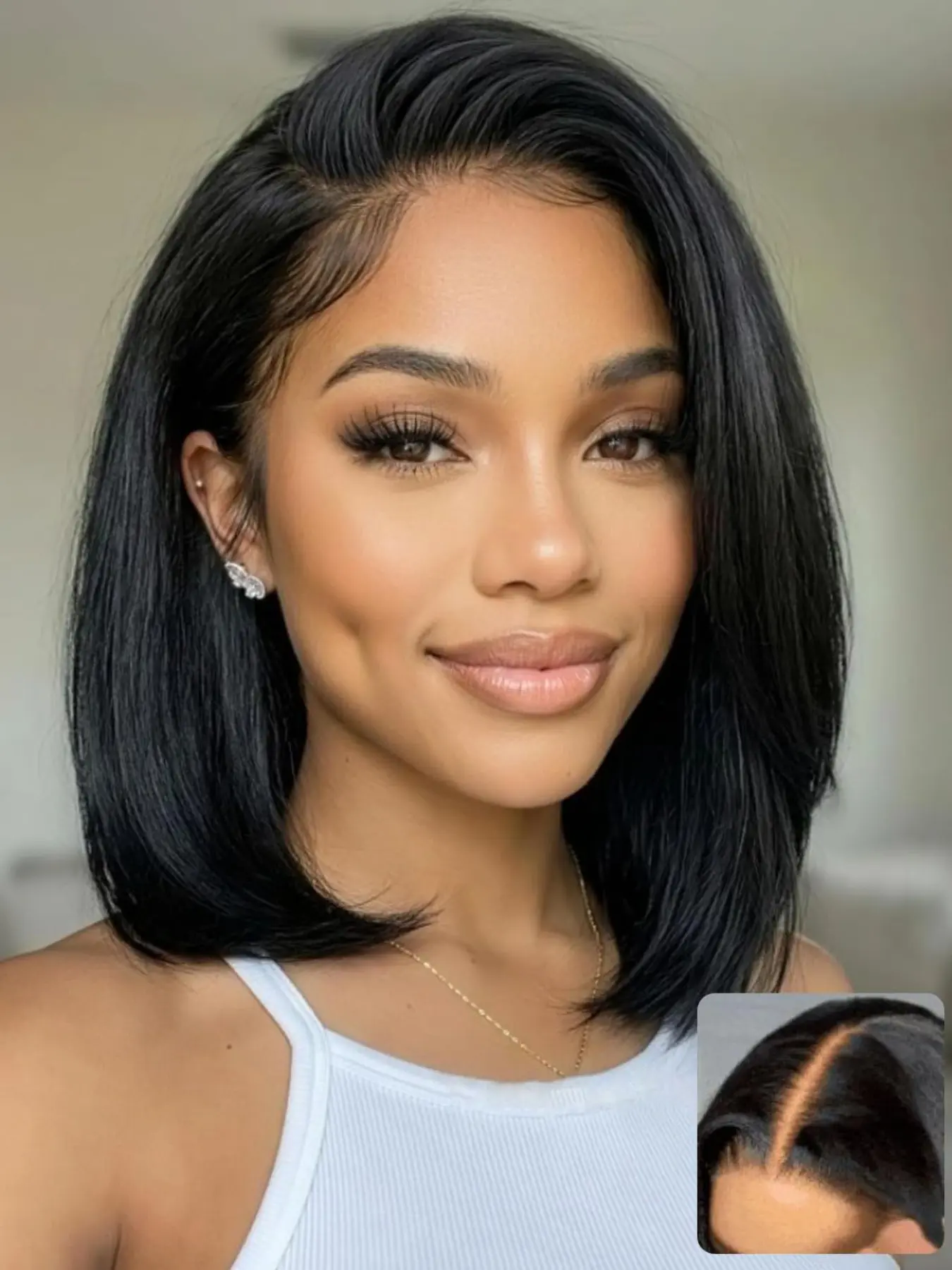 14 Inch Seamless Wigs for Beginners, Short Bob Lace Front Wigs, Straight Hairline Middle Part, Quick Wear for Daily & Parties