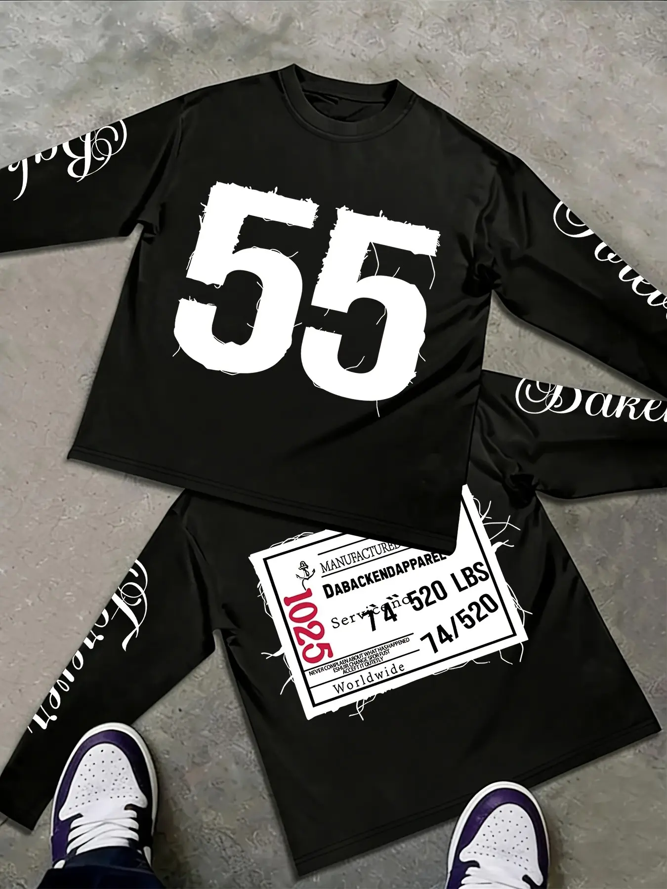 Men's 100% Cotton Long Sleeve Shirt, Number 55 Print, Vintage Hip-Hop Street Style, Perfect for Skateboarding, Daily Wear, Night Out, Fall Season