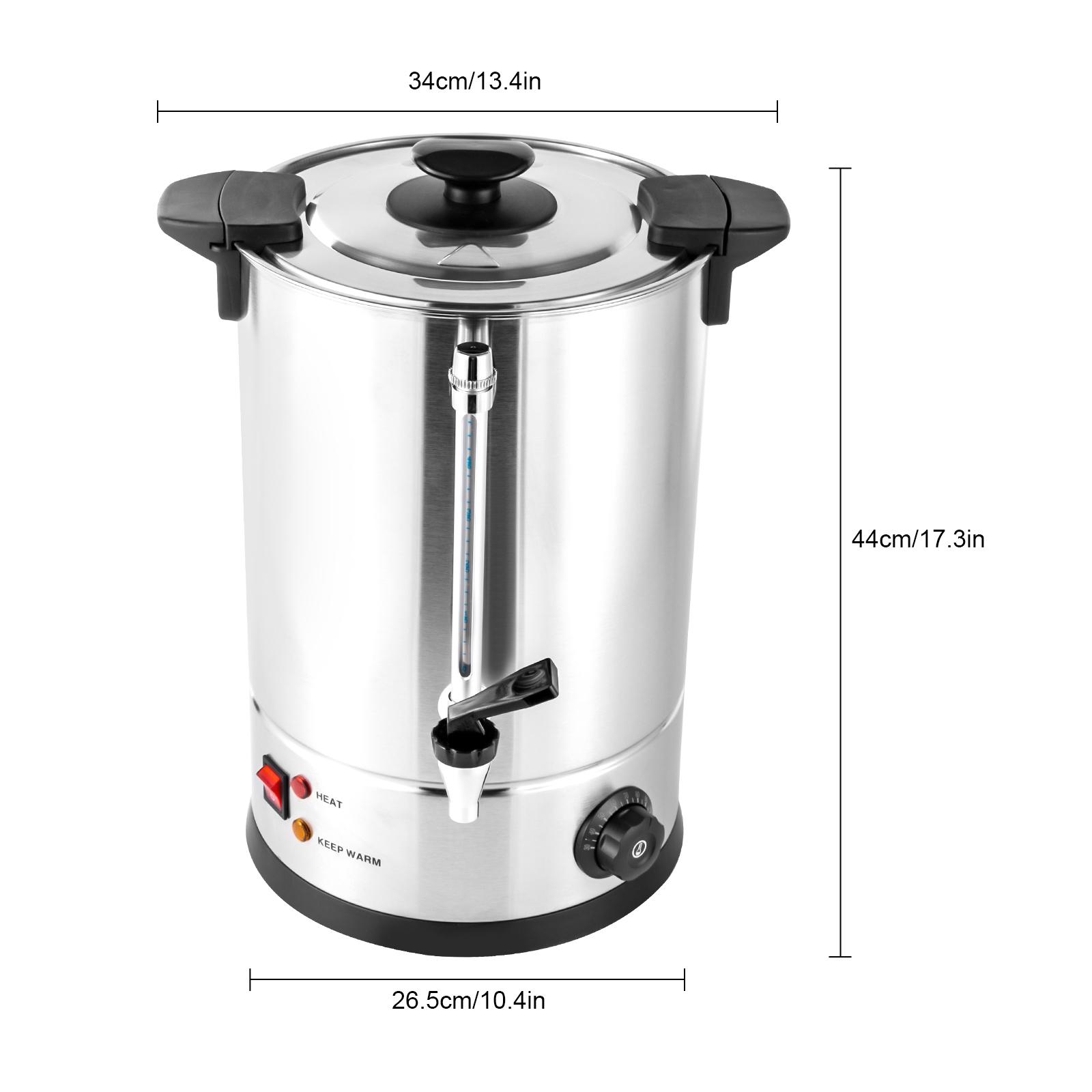 12L Commercial Coffee Urn 110V 1KW Adjustable Temp For Office Camping Wedding Cafe Catering Service Stainless Steel Material Auto-Shutoff