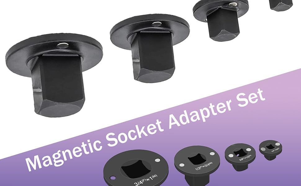 4PCS 2025 Low Profile Impact Socket Adapter Set, Low Profile Socket Adapter Set, 3/4" to 1", 1/2" to 3/4", 1/2" | 1/4'' to 3/8", for Automotive & DIY Tools (1 SETS)