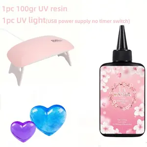 UV Resin Kit with Lamp, 100g Hardened High Transparency Crystal UV Resin, 8 LED UV Lamps, Ideal for Handmade Jewelry Making