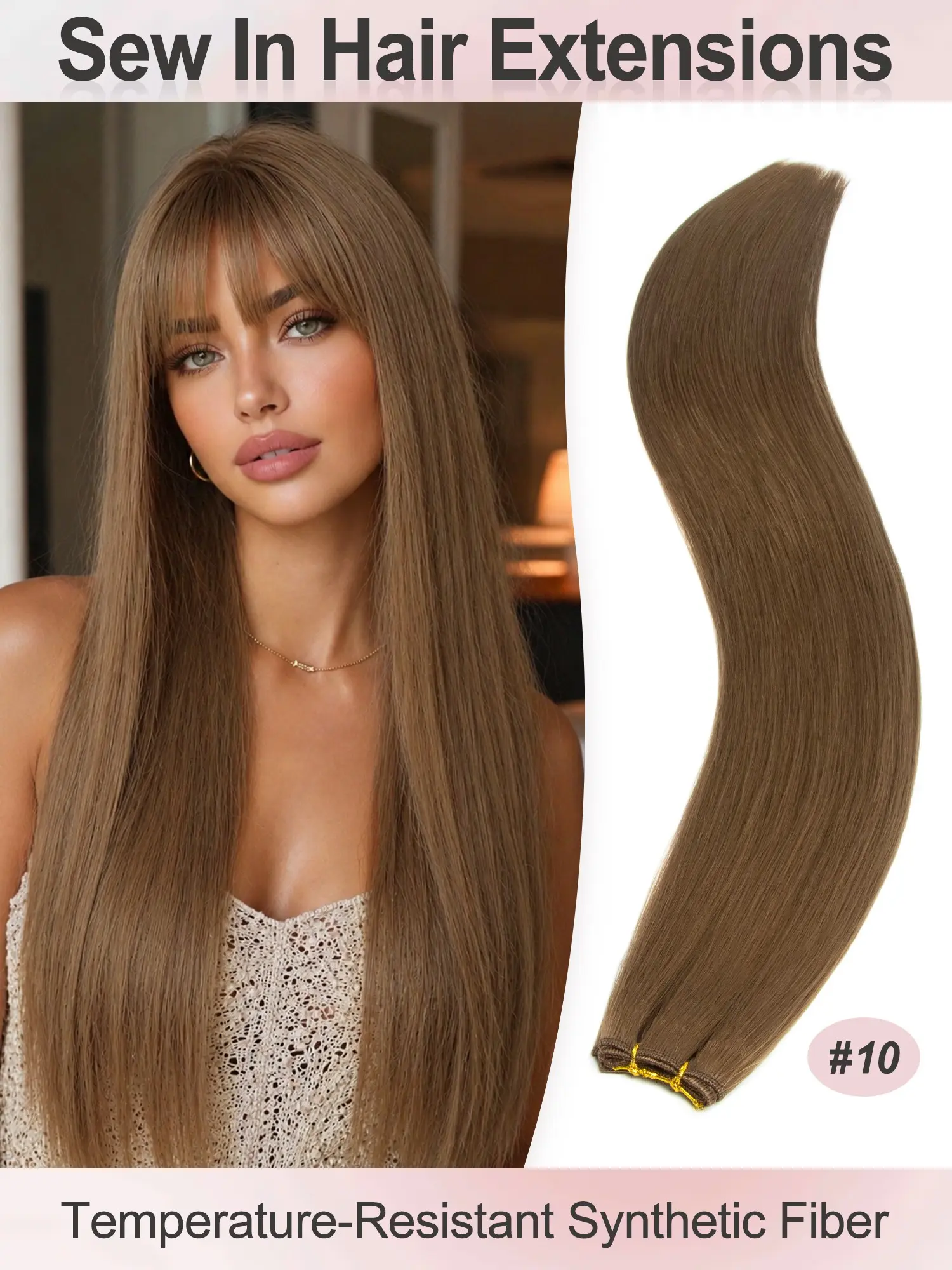 Sew In Double Weft Hair Extensions  26 Inch Weft Extensions Synthetic fiber material Color #2 Natural Black Double Weft Full Head Straight Hair Weaves 50 Grams Hair Weft Bundles Straight Hair Synthetic Hairpiece Artificial Hair Extension