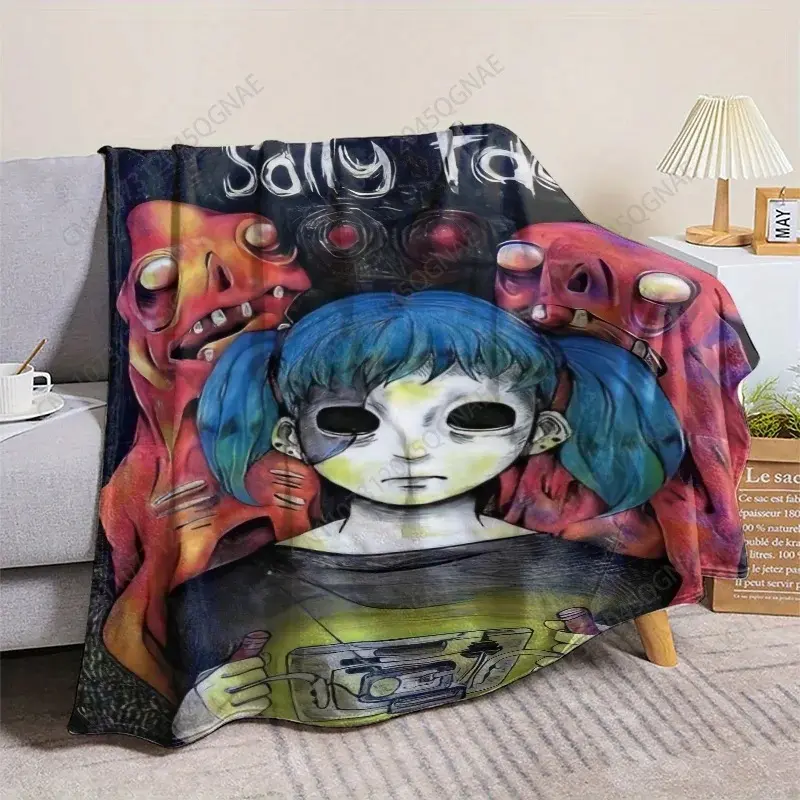 Sally Face Horror Game Flannel Throw Blanket Spooky Sally And Ghost Demon Creatures Art Sofa Fan Blanket