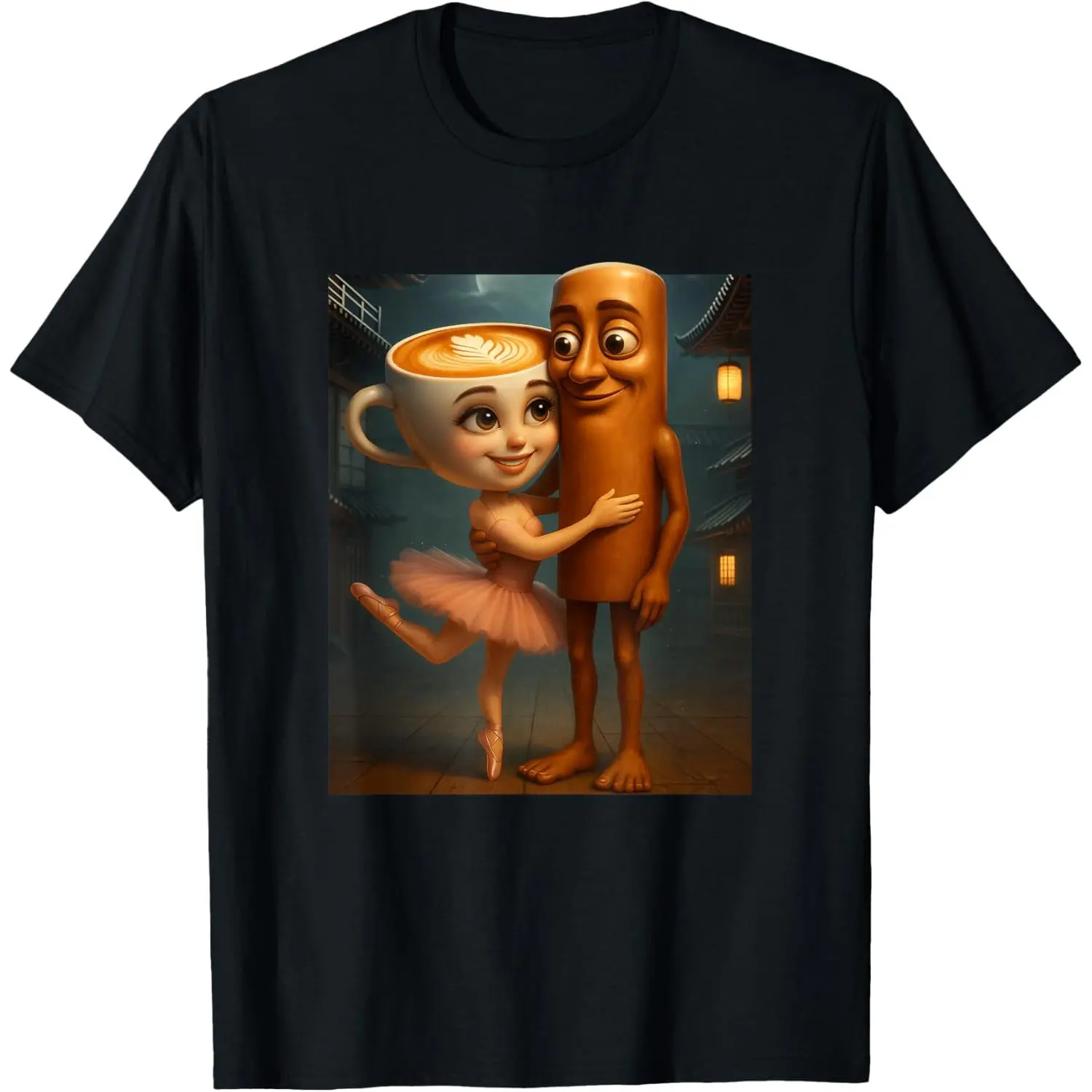 Tung Tung Sahur Loves Ballerina Cappuccina Italian Brainrot T-Shirt