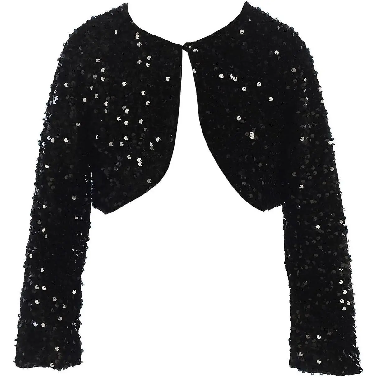 Girls Long Sleeve Sequin Flower Girl Cardigan Shrug Bolero Dress Coat