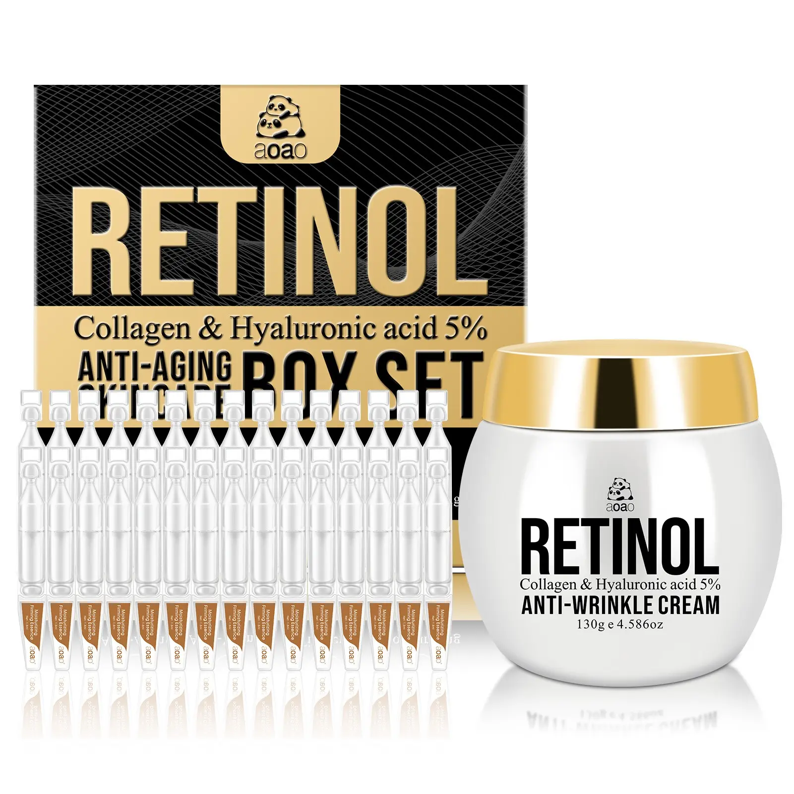 Retinol Face Care Set with 30x1.5ML Anti-Wrinkle Serums and 130g Retinol Cream, Collagen Rich, Deeply Moisturizes, Reduces Wrinkles, Boosts Elasticity