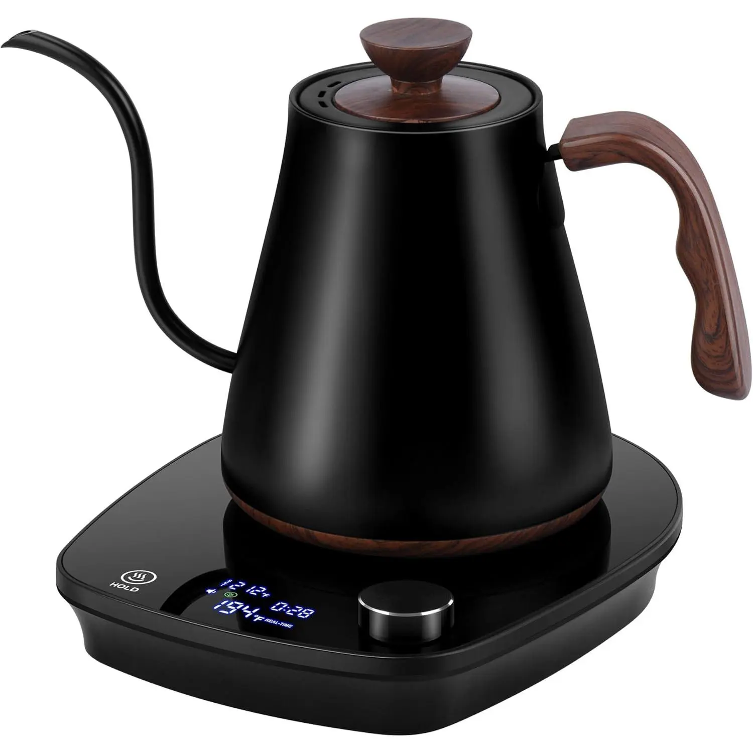 Gooseneck Electric Kettle, Intelligent Temperature Control, Stainless Steel Inner, Quick Heating, for Pour Over Coffee, Brew , Boil Hot Water, 1000W 0.9L Black