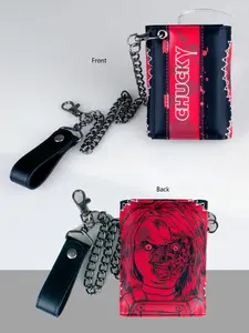 High-Quality Three-Fold Anime Wallet with Chain, Fashionable Personalized Card Holder, ID Window, Stylish and Practical Accessory