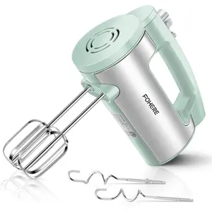Hand Mixer Electric Handheld, 6 Speed & Turbo Electric Mixer, 300W Handheld Mixer with 2 Stainless Steel Whisk and 2 Dough Hook for Whipping, Mixing Cookies, Brownie, Cakes, Dough Batters, Green