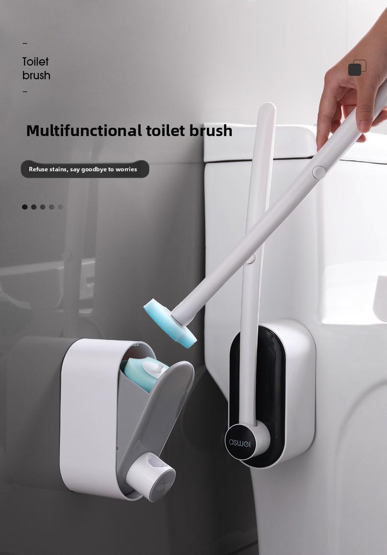 Disposable Toilet Brush with Holder, Deep Clean Toilet Scrubber with Replacement Heads, Quick Clean Toilet Brush for Bathroom, No Drilling