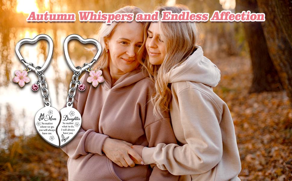 Gifts for Mother and Daughter, Mother's Birthday Gift, Daughter's Keychain, Christmas and Mother's Day Gift for Mother, 2 Heart-Shaped Matching Keychains