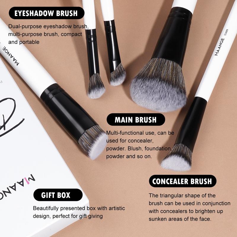 MAANGE 2pcs/3pcs/6pcs,Cosmetic Brush Set,Angled Foundation Brush Powder Brush Concealer Brush Smudge Brush Eyeshadow Brush Nose Shadow Brush Detail Brush for Flawless Application,Essential Tools for Makeup Lovers