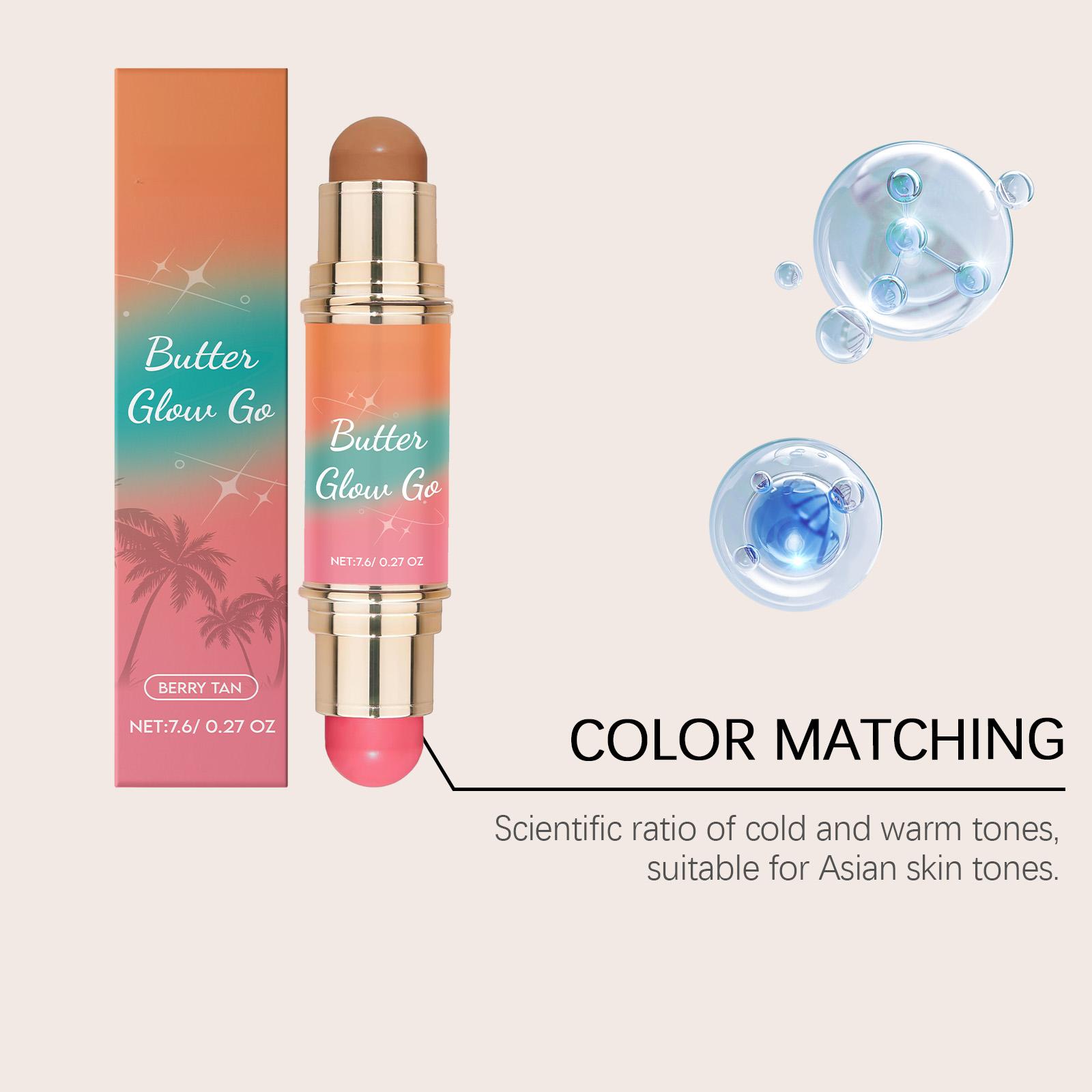 Multi-Purpose Contouring Stick, Double Head Stereoscopic Contouring Blush Stick Soft Mist For Portable Touch Up