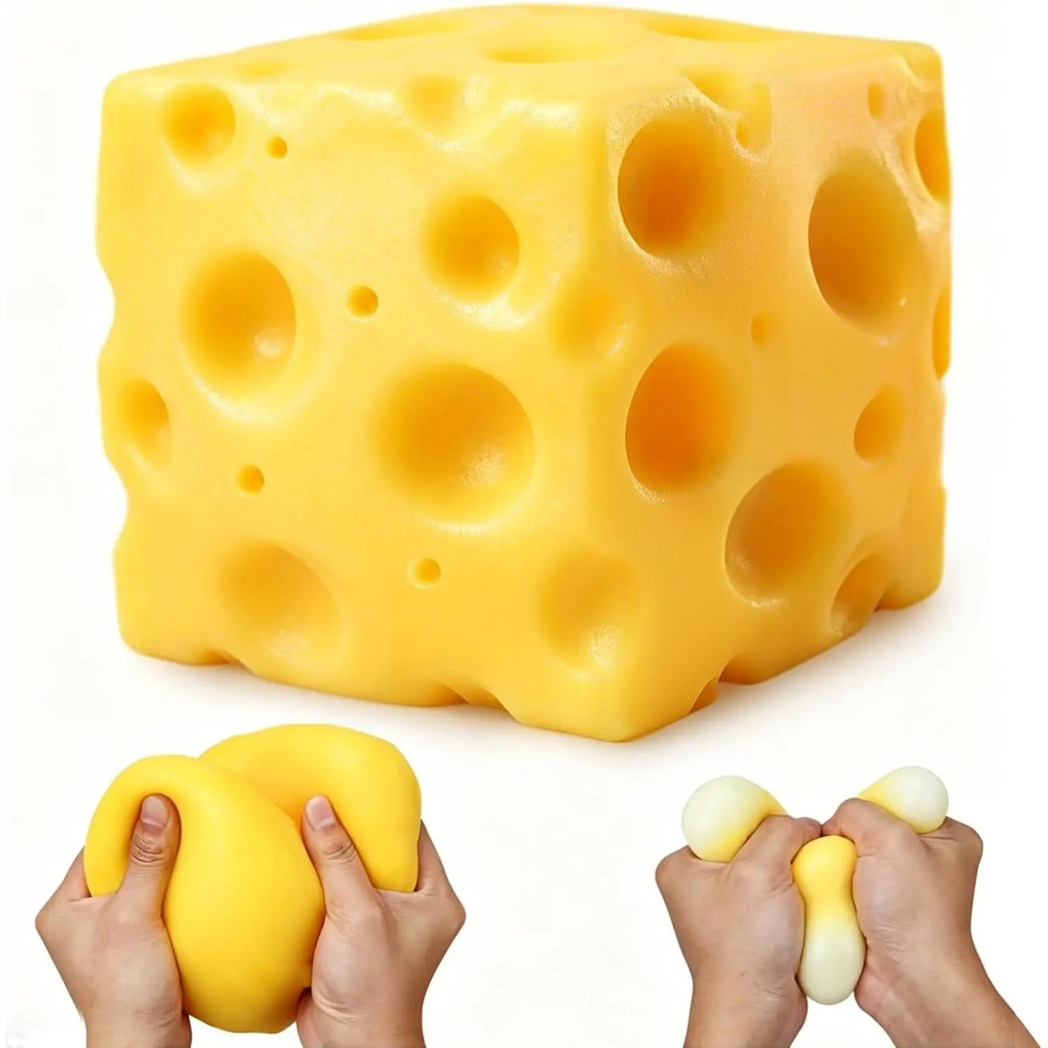 3.9in Slow-Rising Cheese Squishy Toy, Big Cheese Dumpling Squeeze Toy, Taba Squishies Stress Relief Fidget Sensory Gifts for Kids