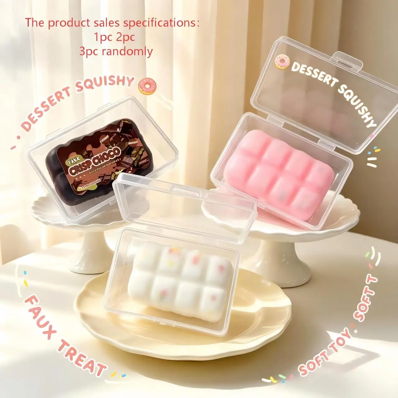 1pc Crunchy Squeezable Handmade Chocolate Bar with Ultra-Soft Stress-Relief Wax Coating, Three Colors—Pink, White, and Black, Perfect for Sound Therapy, Creative Chocolate Wax Crunchy Squeezable Bar, Squeeze It to Hear the Crunchy Sound, Slow-Rebou
