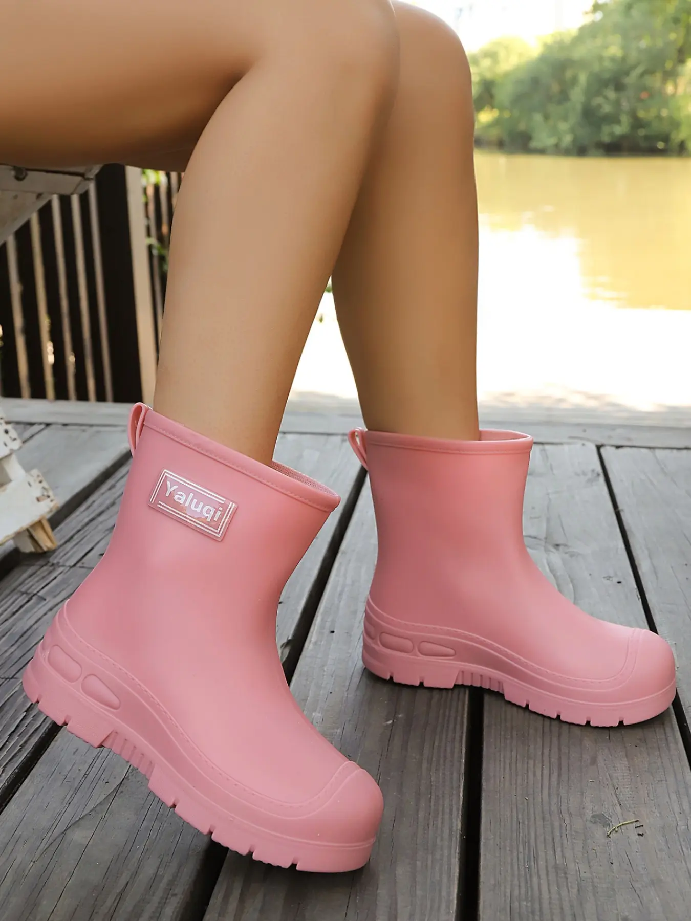 Matte Short Rain Boots, Slip-On Rubber Water Shoes, Waterproof Gardening Rain Boots, Sweet Women's Rain Shoes, Short Waterproof Anklet Boots