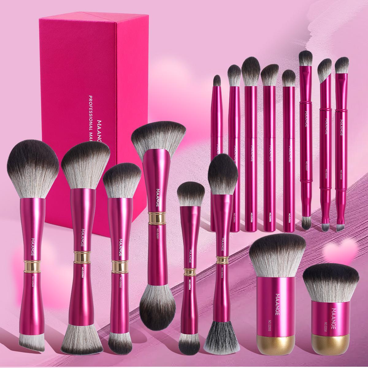 Maange Makeup Brush Set with Storage Box, 16pcs/set Professional Cosmetic Brushes with Soft Bristles, Makeup Tool for Women & Girls, Makeup Sets for Beginners,  Makeup Brushes Set, Brush Makeup Kit