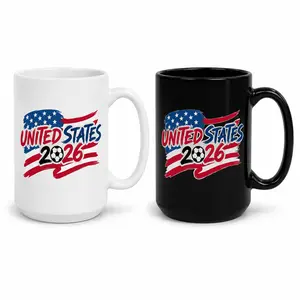 United States 2026 Soccer Ceramic Mug |   11oz 15oz Team USA Football Fan Cup |   American Flag Supporter Souvenir Mug