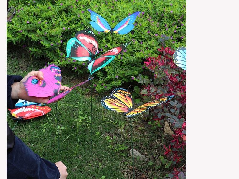 3D three-dimensional PVC simulated butterfly for outdoor garden decoration, creative gardening arrangement, simulated butterfly with stake, pack of 10