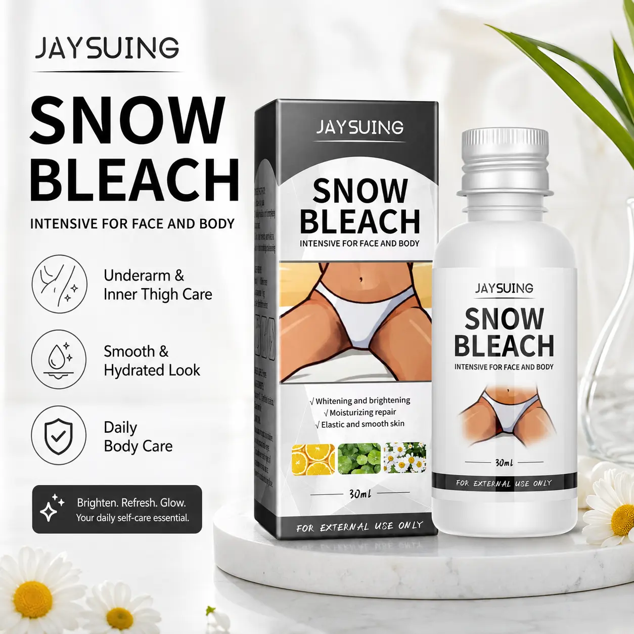 Jaysuing Brightening Body Care Cream, Moisturizing Skin Care for Underarms & Inner Thighs, Smooth Even-Looking Skin Formula for Dry & Dull Areas, 30ml