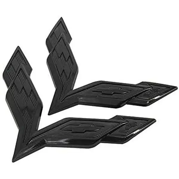 2 Pieces fit Corvette Logo Front+ Trunk Stickers Emblem Badges for Corvette C7 2014-2019 Car Accessories (C7-Black)