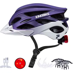 Bike Helmet for Adult Men Women Youth Road Commute Mountain Cycling Helmets with USB Rechargeable Light Replaceable Padding and Visors Lightweight 20.4-23.6in