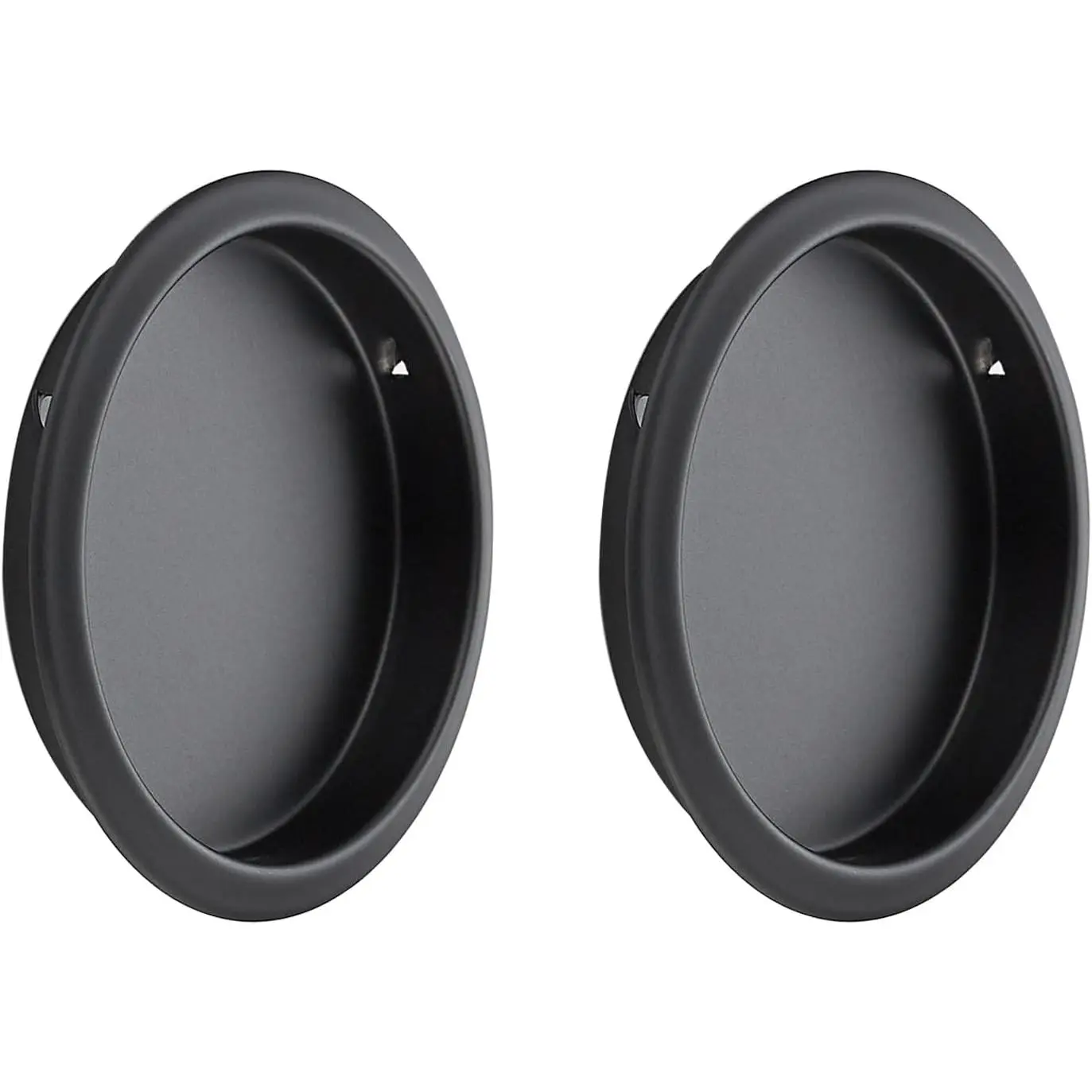 Black Round Pocket Door Pulls Clo, 2-1/8 Inch, 2 Pack | Snap-in Installation, No Nails Needed, Flush Finger Pull, For Closet Doors, Sliding Doors, Cabinets,  Hardware Updates