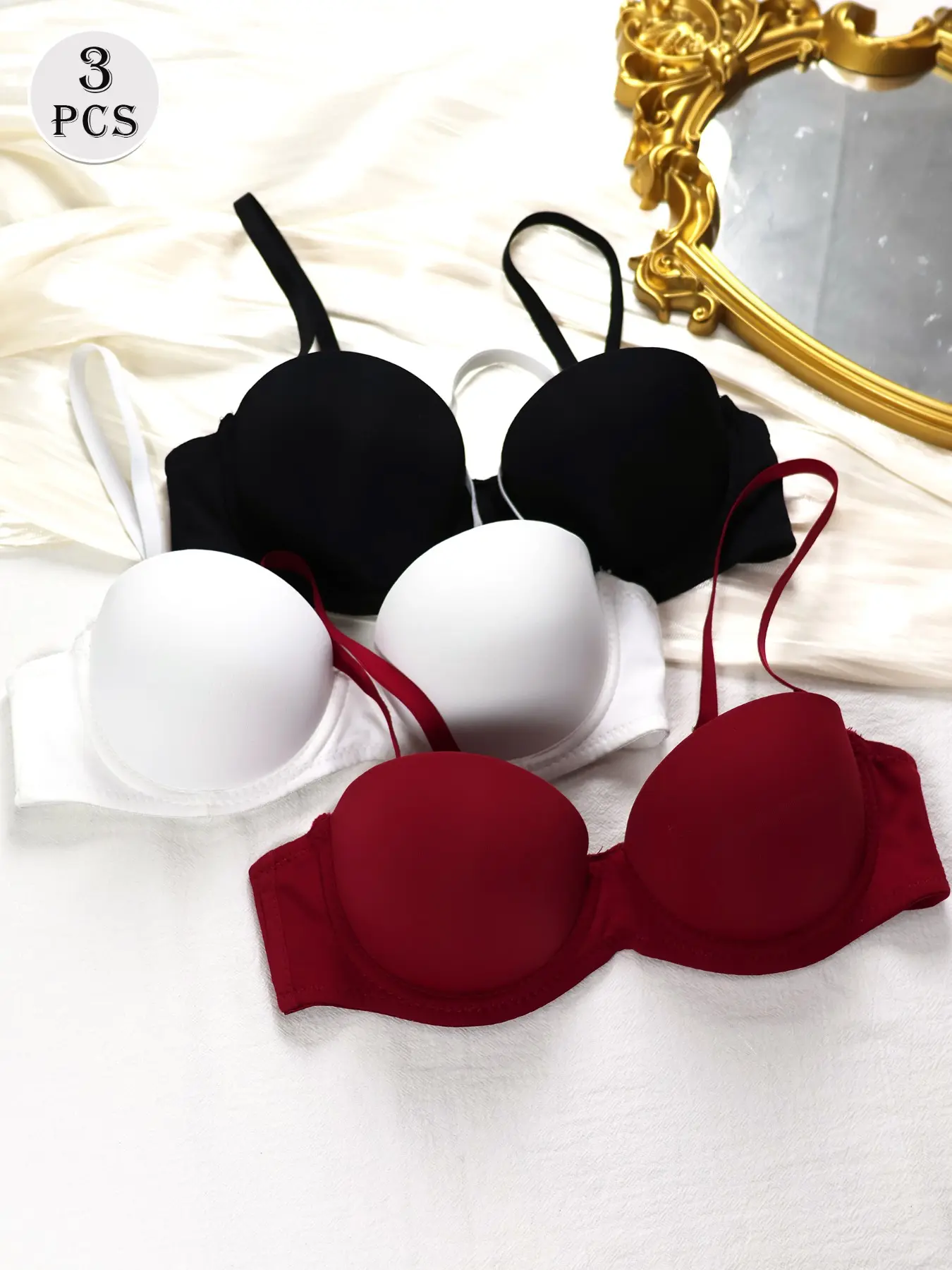 Strapless Bandeau Anti-Slip Underwire Support Bra, Convertible Detachable Straps Push Up Lingerie, Seamless Invisible Fit Smooth For Wedding Gowns Formal Evening Wear