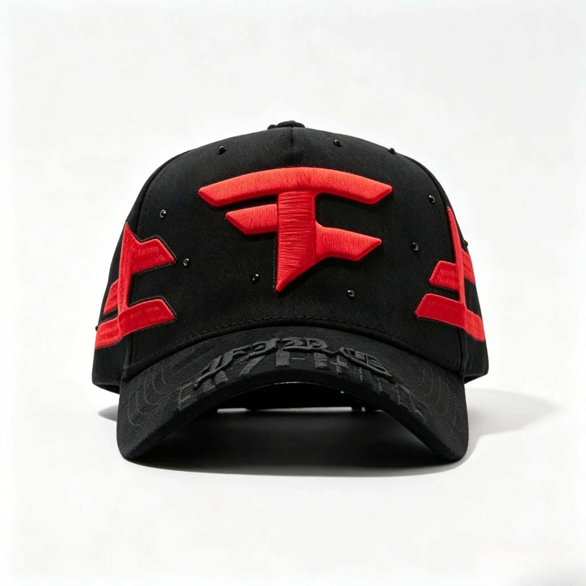 Men's Black Red Baseball Cap |   3D Embroidery Rivet Distressed Brim Adjustable Hip Hop Hat