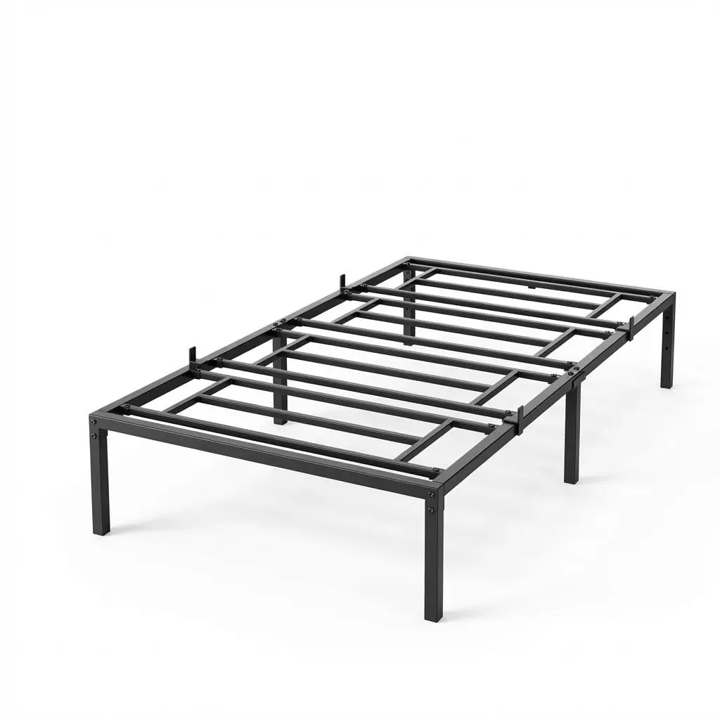 Multi-Size Metal Frame Bed (Twin/Full/Queen), Heavy-Duty Steel Slat Support, Noise-Free, Anti-Sliding Slats, No Box Spring Needed, Easy Setup, Under Bed Storage Options