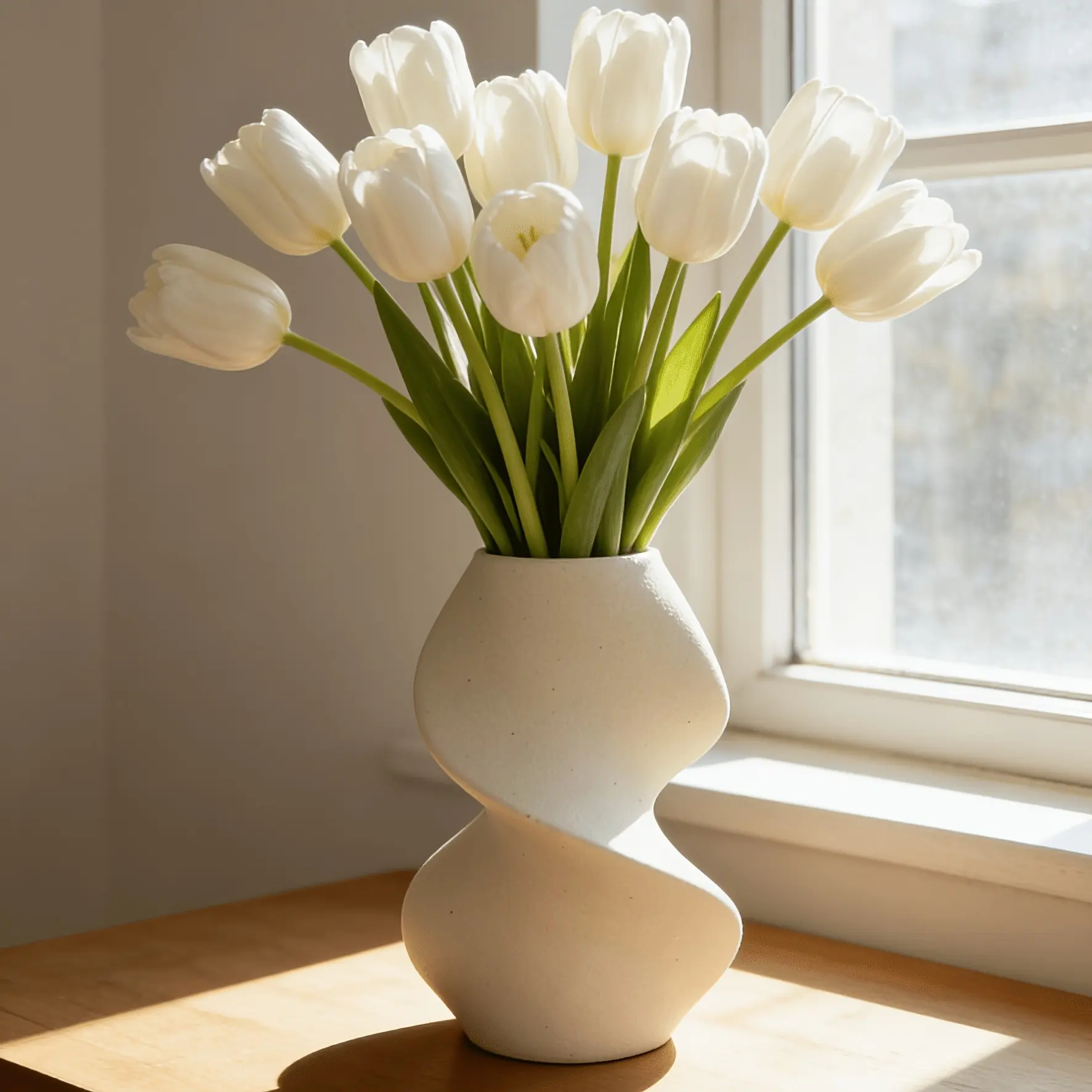 Nordic Style Creative Twisted Ceramic Vase, Modern Minimalist Art Flower Arrangement, Unique Home Decor Piece, Contemporary Design, Home Decorative Vase