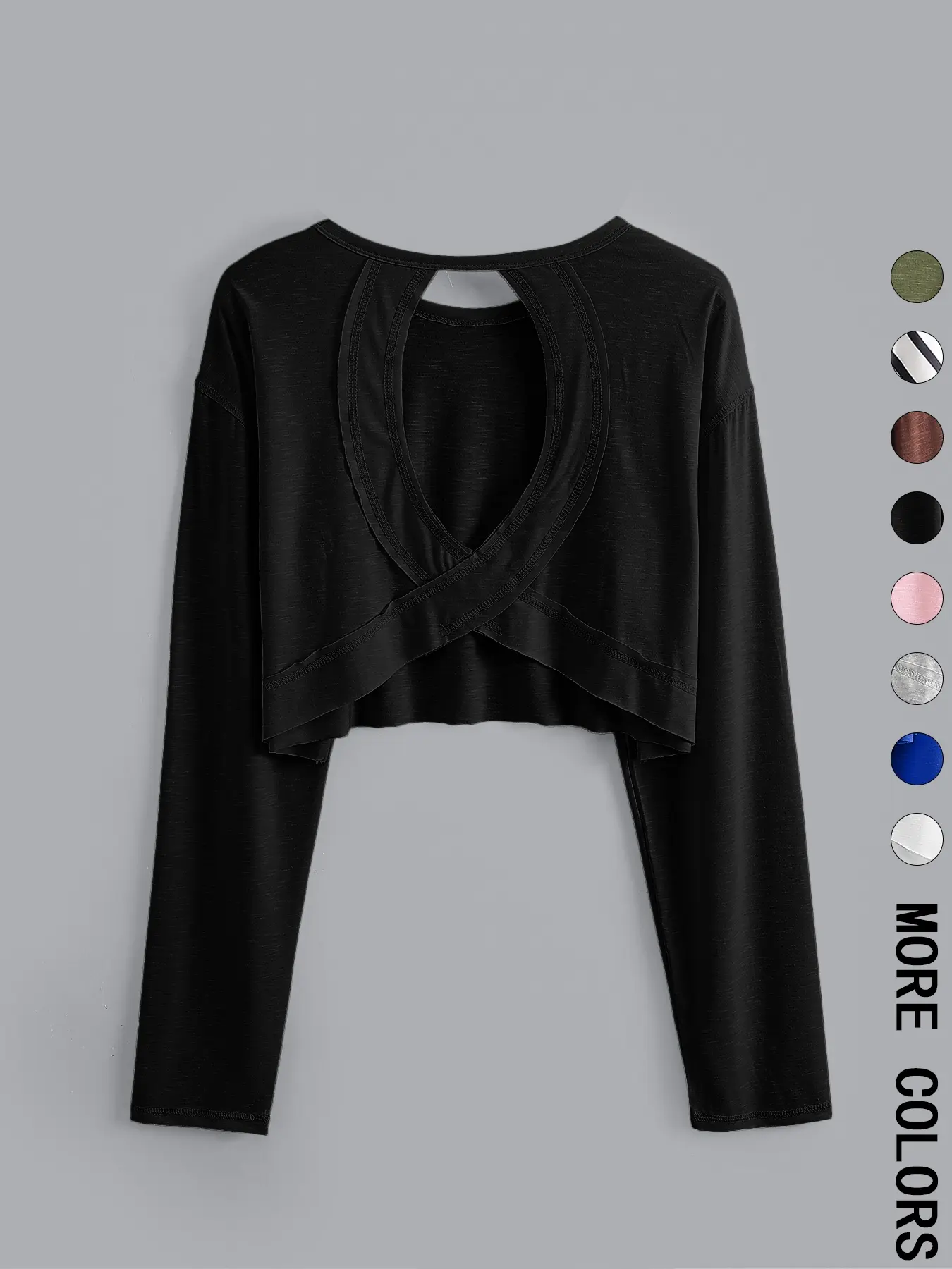 Women's Solid Backless Sports Tee, Casual Long Sleeve  T-shirt for Yoga Gym Workout, Ladies Sportswear for All Seasons