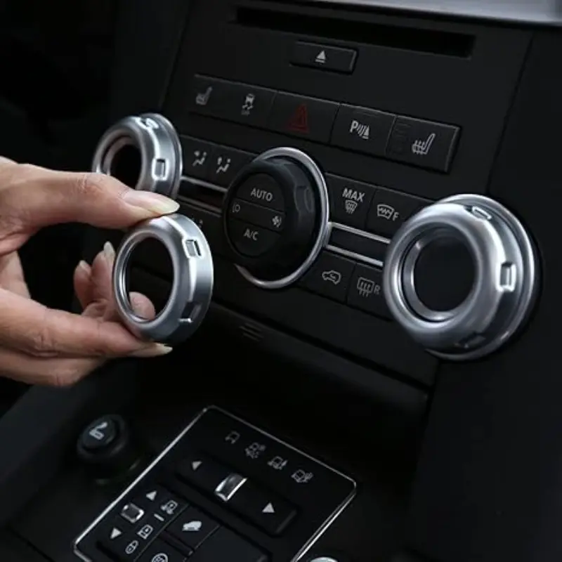 5pcs Chrome Central Console Air Conditioning Knobs, Volume Control Knobs for Lr4 Discovery 4 & Range Rover Sport 2010-2013, Switch Covers