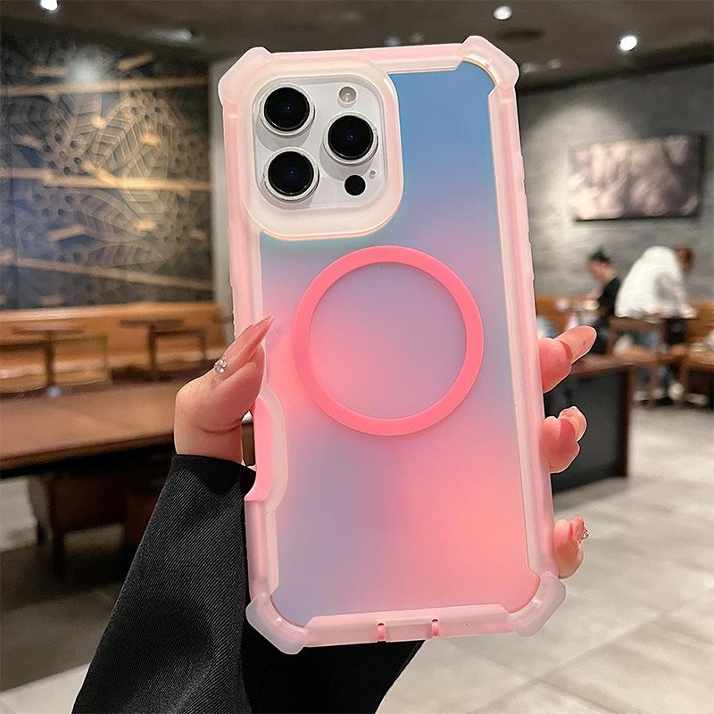 Magnetic Ice Mist Matte Color Gradient Dragon Phone Case Suitable for Apple/iPhone 17 16 15 14Plus 13Pro 12pro 11Pro Max Supports Wireless Charging Colorful Laser Four Corner Shockproof Male and Female Protective Cases Holiday Gifts