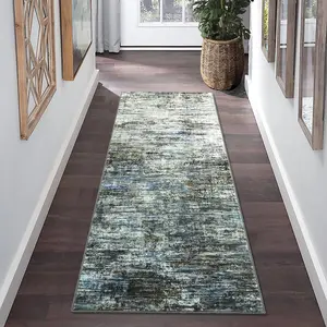 GARVEEHallway Runner Rug 2x6 Feet - Modern Abstract Design, Washable, Non-Slip, Stain Resistant Area Rug with Contemporary Aesthetic for Kitchen, Entryway, or Bedside in Blue/Grey, Navy/Taupe, and Multi Colors