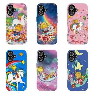 Rainbow Brite 90s Cartoon Custom Smartphone Case, Pastel Rainbow Star Moon Unicorn Print Hard Shell, Handheld Phone Accessories for iPhone 17 ProMax 16 15 14 13 12 11 & Samsung S22 S23 S24 S25 S26 Ultra, Cute Gift for Her