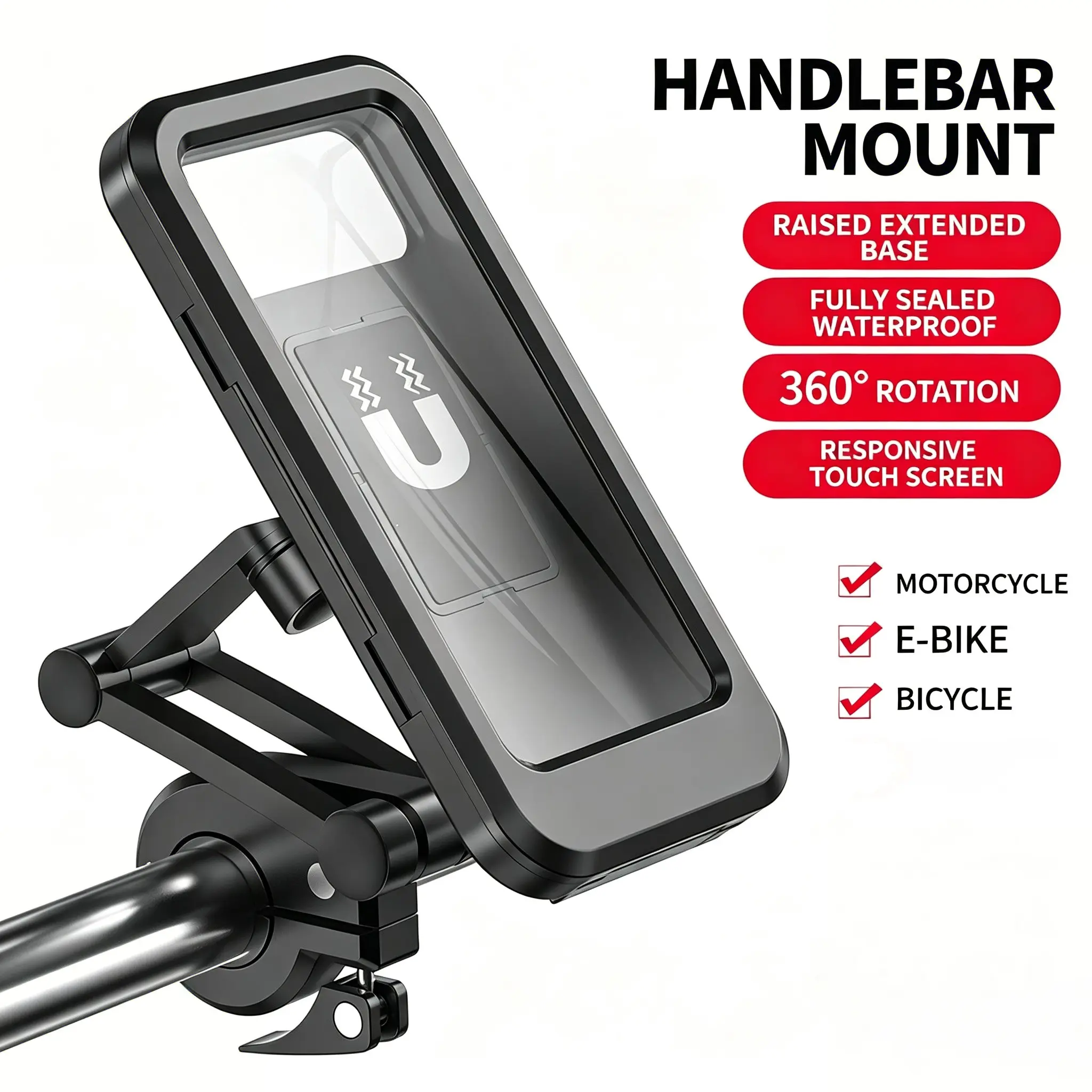 Waterproof Phone Holder for Outdoor Sports, Multi-Angle Adjustable Motorcycle Bike Stand, Durable Shock-Proof Navigation Mount, Motorcycle Accessory