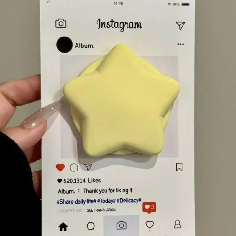 Candy Color 3D Star Silicone For Magsafe Magnetic Phone Holder Griptok Support For iPhone Samsung Cases Grip Tok Stand Bracket Mobile Phone Stand