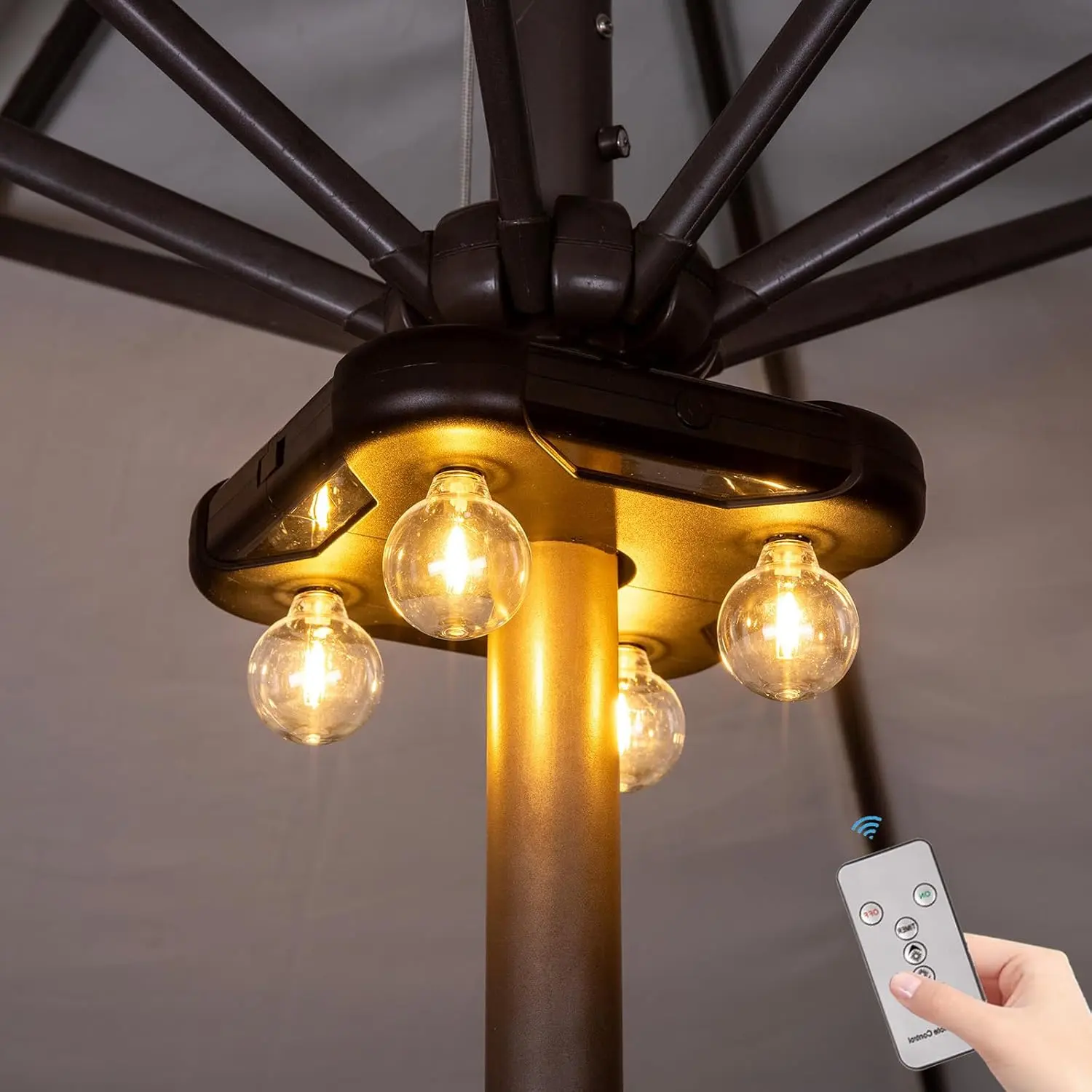 $Battery Operated Patio LED Umbrella Light with G40 Bulbs, 3 Brightness Cordless Umbrella Pole Lights for Backyard, Camping Tents, BBQ or Indoor Use$