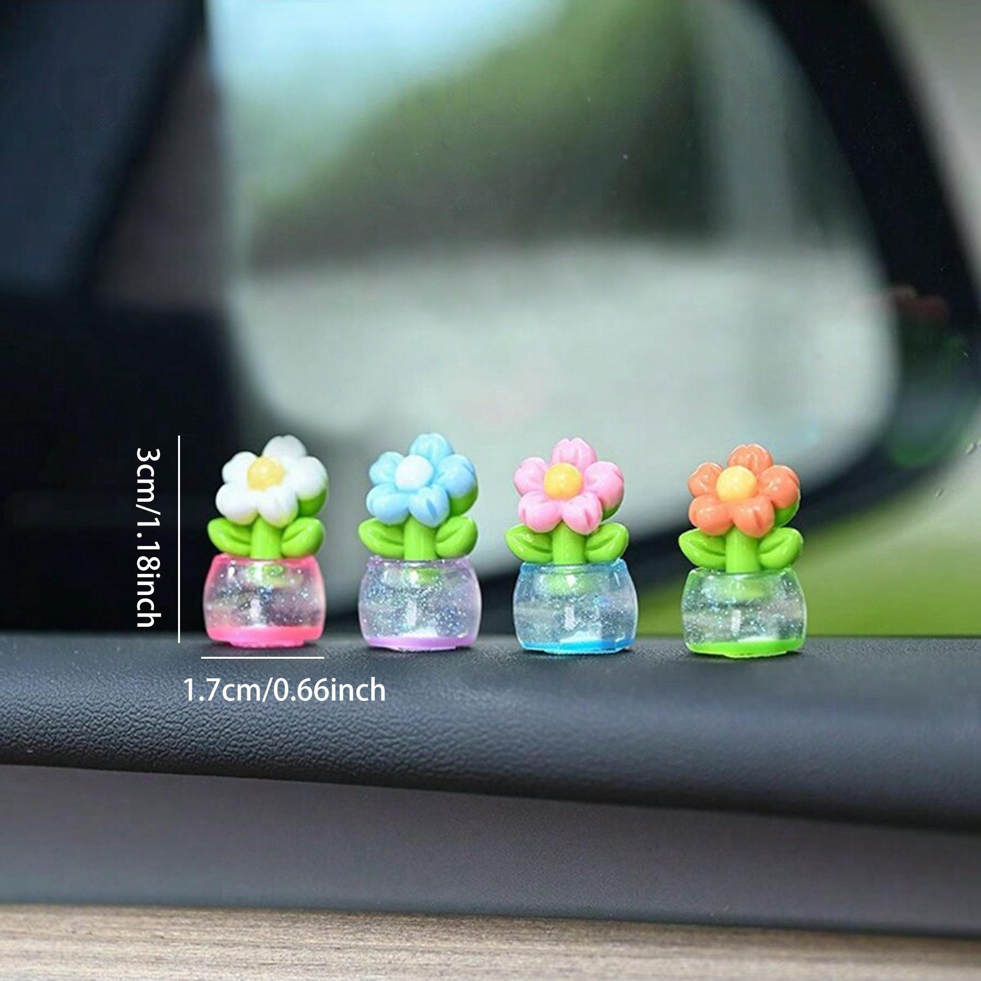 Random Color Cute Flower Design Car Dashboard Screen Decoration, Car Interior Decoration Accessories, Office Desktop Decoration, Car Hanging Decoration, Car Accessory, Girly Car Accessories, Car Trinkets