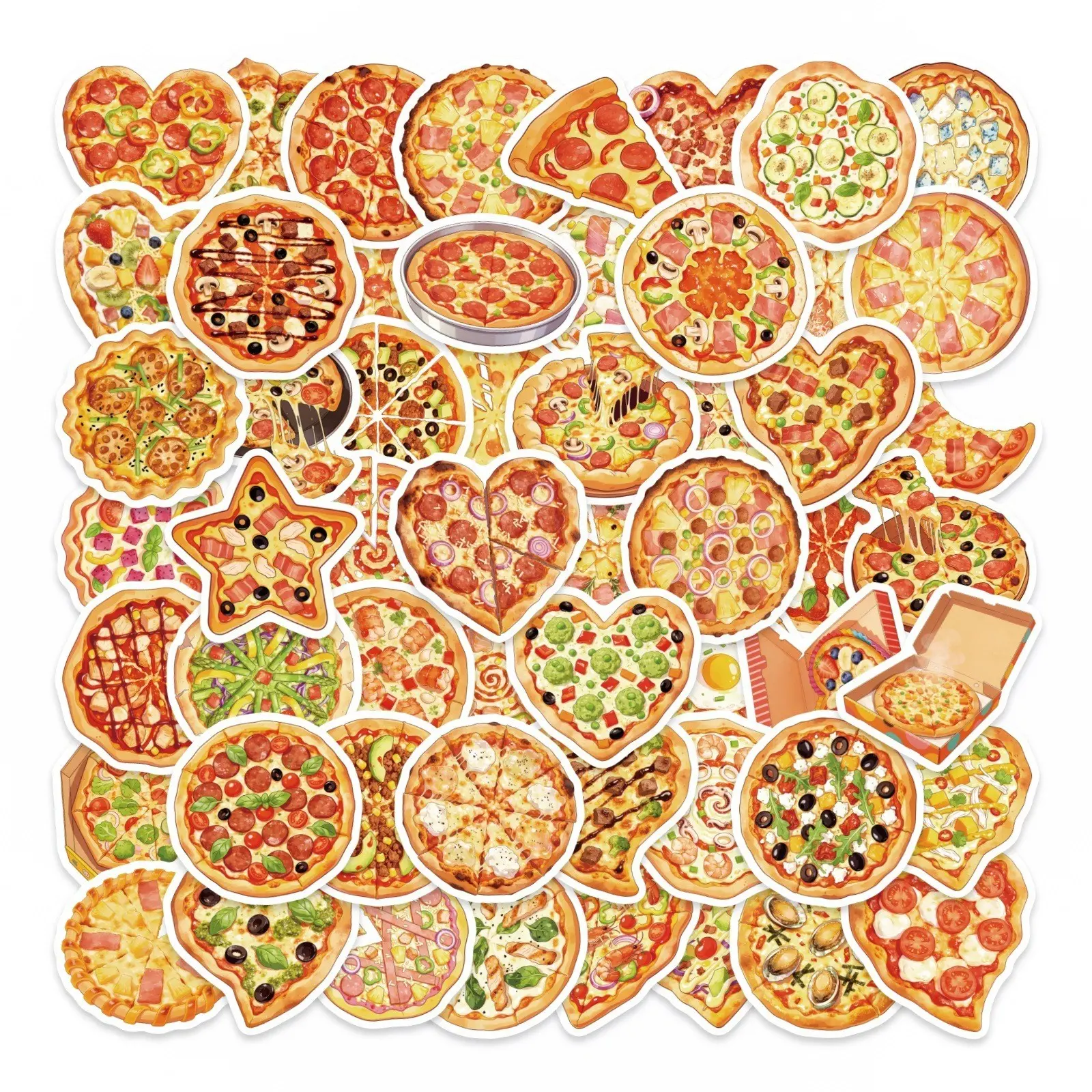 56Pcs Pizza Waterproof Vinyl Stickers Decals for Water Bottles Laptop Luggage Cup Mobile Phone Computer Skateboard Refrigerator Wardrobe Guitar Car Motorcycle Bike Stickers for Cars