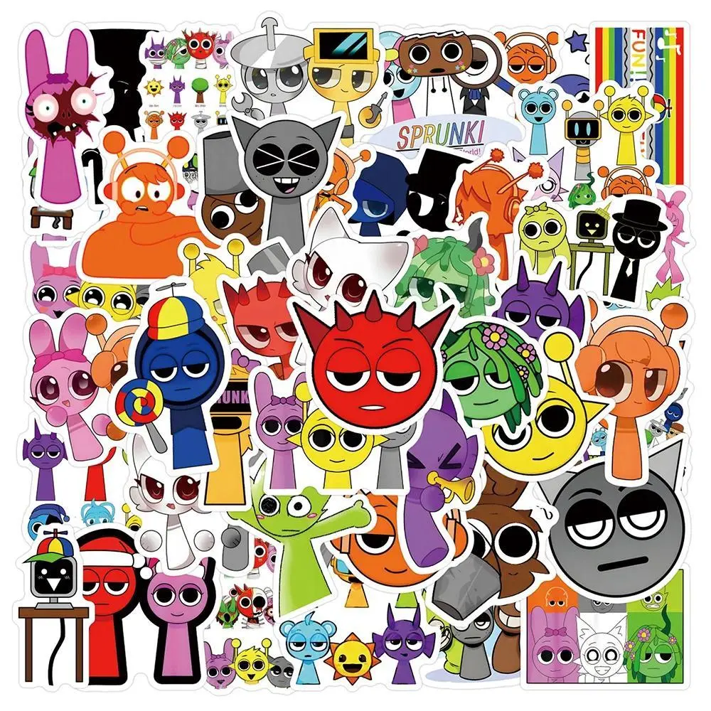 10/30/50/100pcs Game Anime Sprunki Stickers Sprunki Decals Laptop Skateboard Scrapbooking Cartoon Decoration Sticker