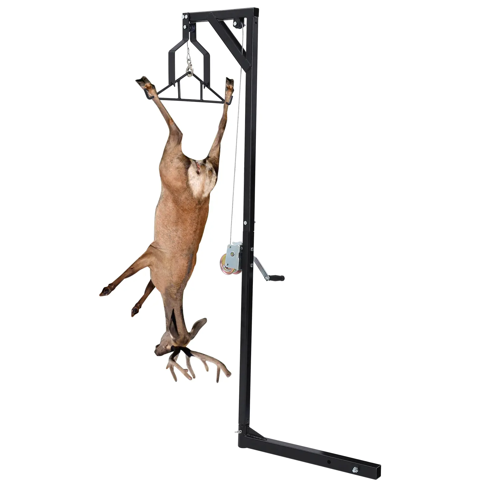 400 LBS Truck Hitch Mount Deer Hoist, Adjustable Height Game Hanger with Lifting Winch, Heavy-Duty Game Hanging & Skinning System for Hunting Game Processing