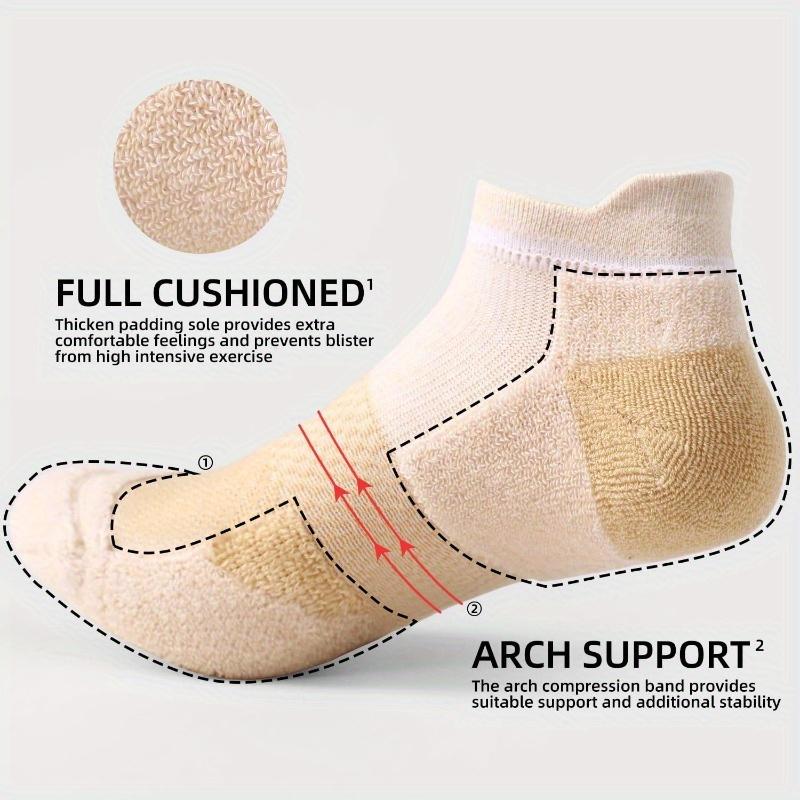 [5 Pairs Athletic Socks] 5 Pairs Women's Ankle Athletic Socks |     Cushioned, Breathable Polyester, Low Cut Tab |     All-Season Sports Socks for Running and Activities