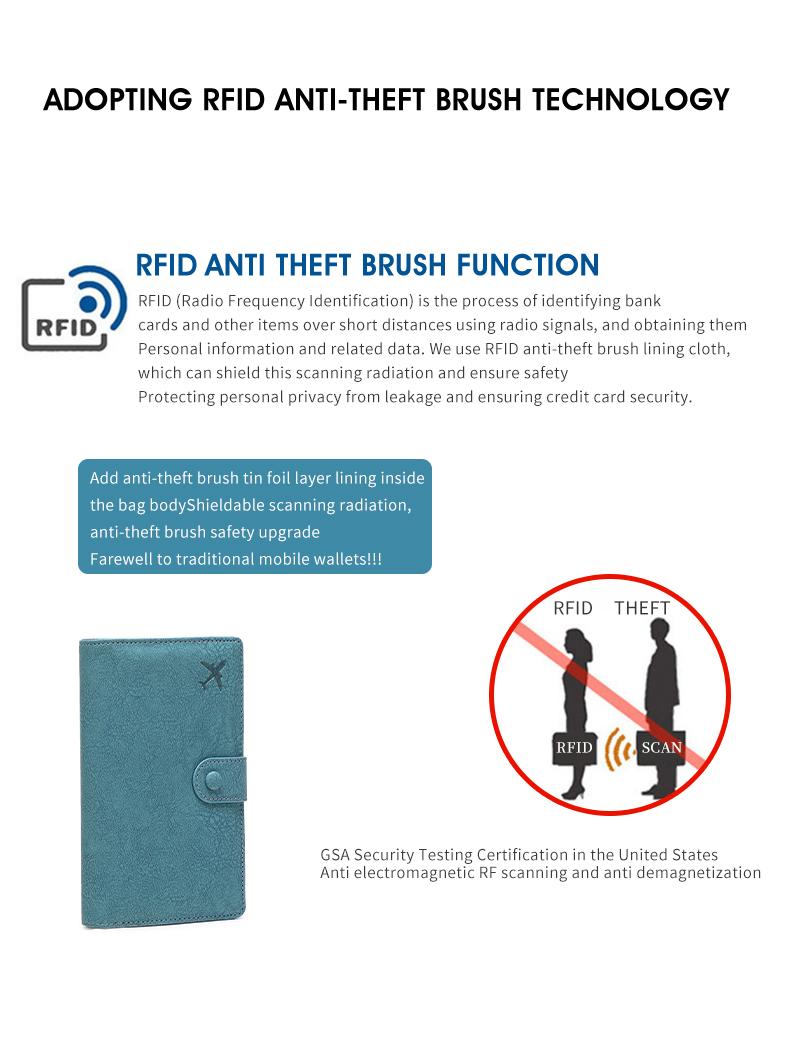 Anti-Theft Travel Passport Holder Wallet, Travel Document Holder, Airplane Design, Snap Closure, Multiple Card Slots & Coin Pocket, Durable Polyester Material