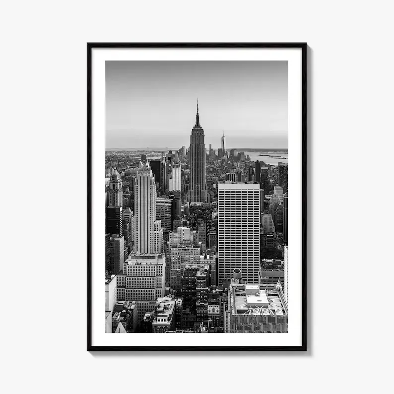 New York City Skyline Black and White Fine Art Photo Print, Manhattan, NYC Poster