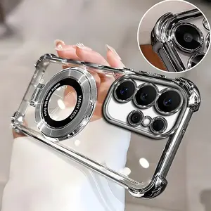 Compatible with S26UItra | Premium Clear Electroplated Phone Case with Ring Holder, 4-Corner Shockproof & Full Camera Protection HNL0099