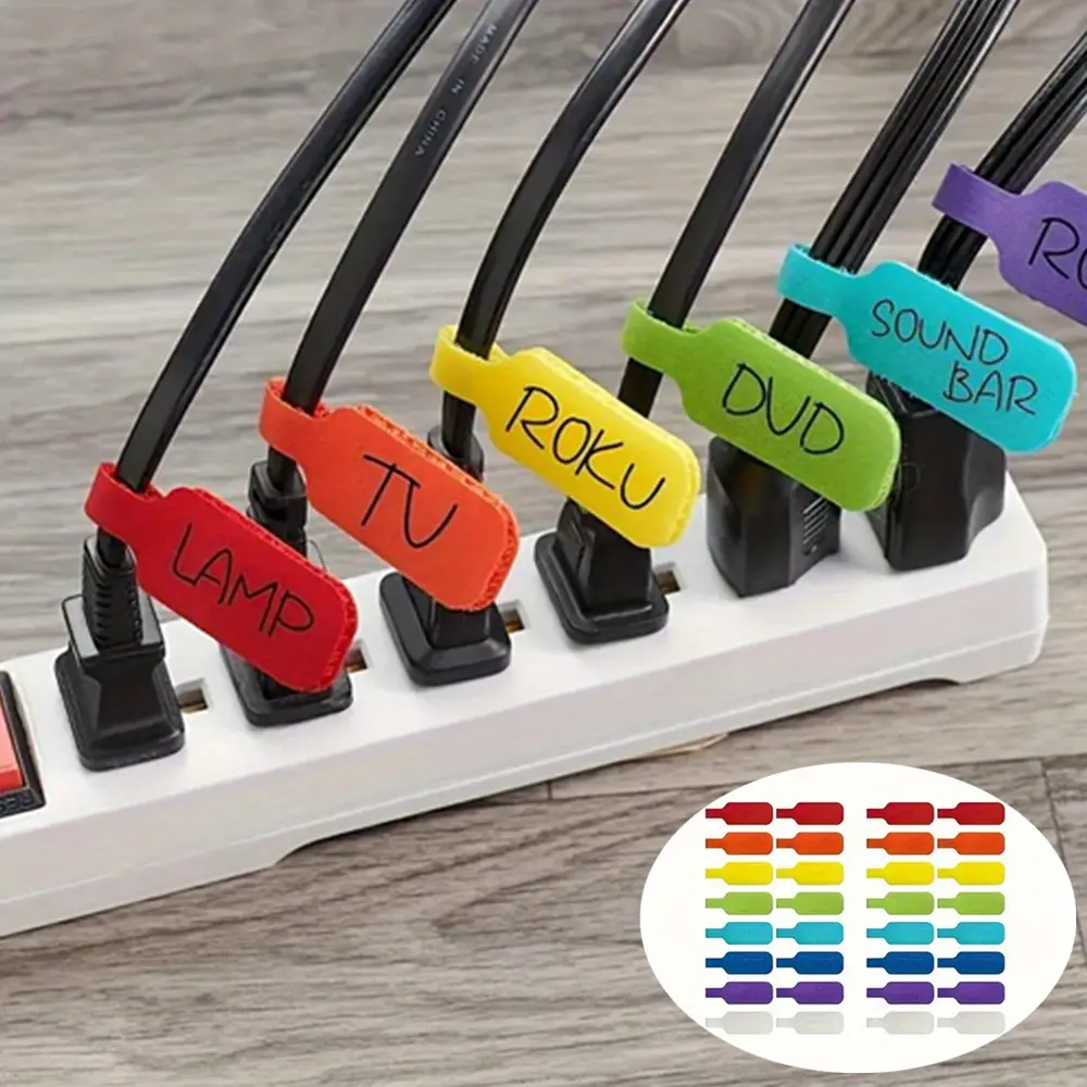 Self-Locking Writable Cable Straps - Durable Cord Management Solutions with Color-Coded Locking Mechanism for Home & Office Organization, Electronics, TV, Lamp, Sound Bar & More, Cable Straps for Wall, Device Organization, Colorcoded Design, Secure