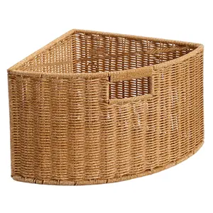 Corner Storage Basket, Compact Narrow Design, Ideal for Clothes, Bathroom Supplies, Newspapers, with Handle in Middle